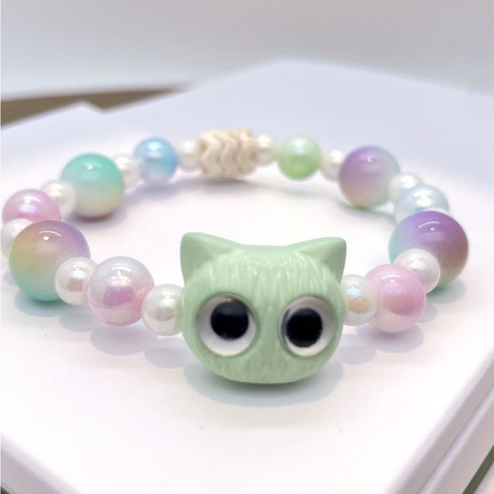 1 Cat Beaded Bracelet ] Cat Charm Bracelet Acrylic